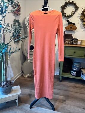 Orange Misguided Bodycon, Ribbed Knit Midaxi. Medium. *See Note in Description